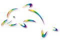 A dolphin designed in rainbow colors to jump Royalty Free Stock Photo